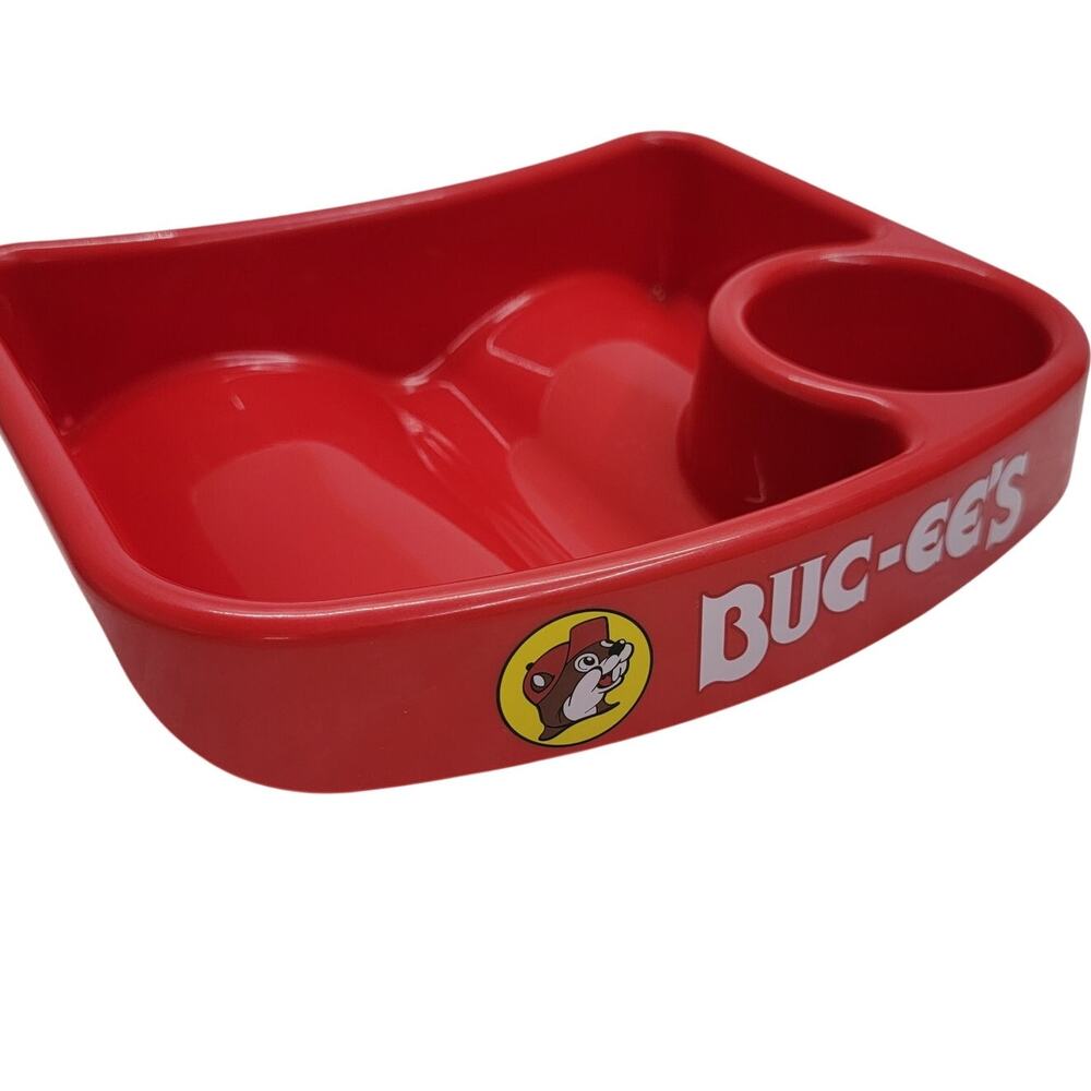 Buc-ee's Red Nacho Snack Tray Dip Cup Holder Whirley DrinkWorks Plastic Plate